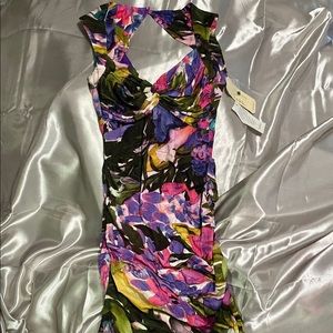 Nicole Miller Artelier Fitted Floral Ruched Dress